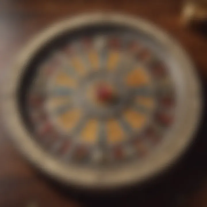 Illustration of the Wheel of Fortune card in a tarot deck