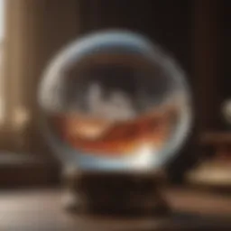 A serene crystal ball on a table, symbolizing clairvoyance