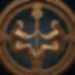 Astrological symbols of Gemini and Sagittarius intertwined
