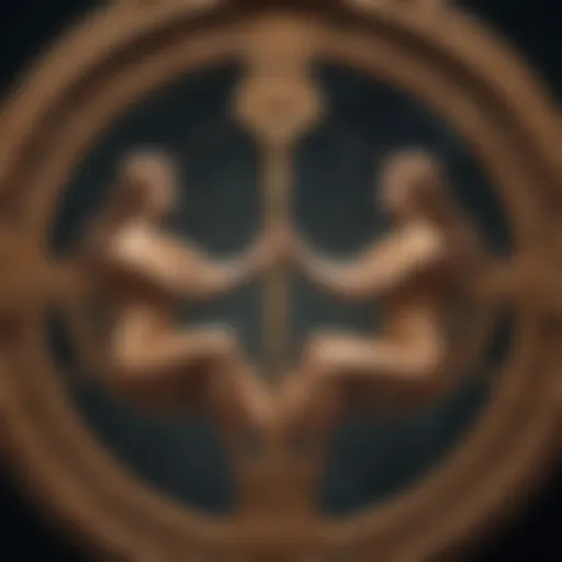 Astrological symbols of Gemini and Sagittarius intertwined