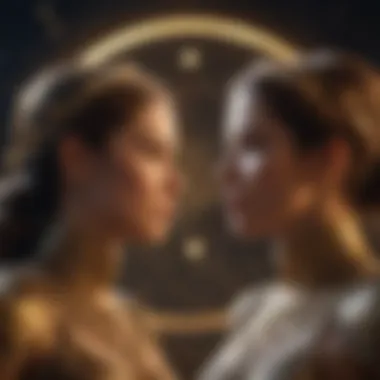 Celestial Harmony: Gemini and Sagittarius Connection Two celestial bodies representing the harmonious connection between Gemini and Sagittarius