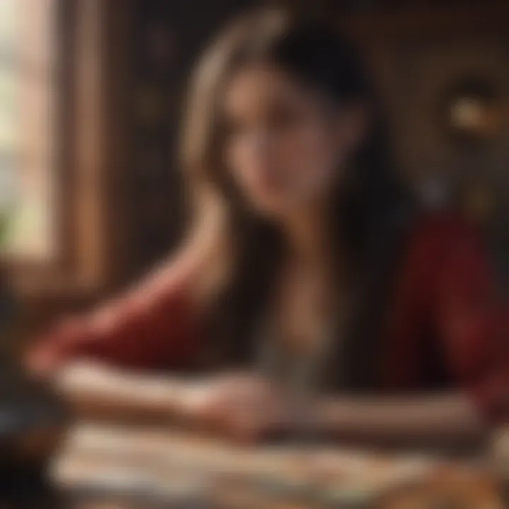 A curious seeker contemplating questions for a tarot session