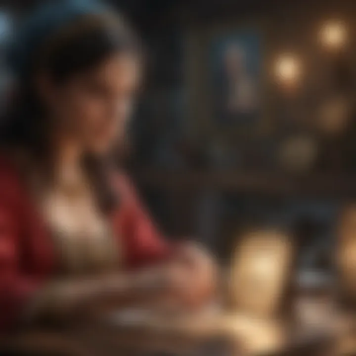 A tarot reader engaging with a client, creating a connection