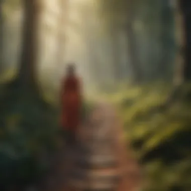 The Journey of Life and Choices A vibrant path through a forest, metaphorically illustrating the journey of life and choices influenced by numerology.