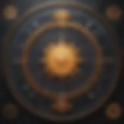An artistic representation of a birth chart with celestial symbols