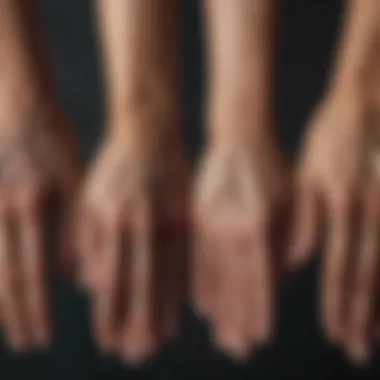 Various hand shapes with descriptions related to personality traits
