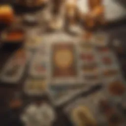 A captivating tarot card spread showcasing various cards and their meanings