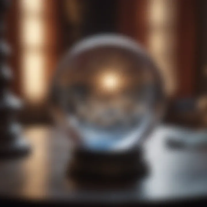 A close-up of a crystal ball, representing fortune-telling