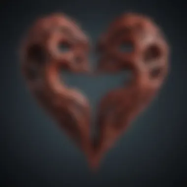 Symbols of Deep Emotional Connections Abstract illustration of intertwined hearts representing connections