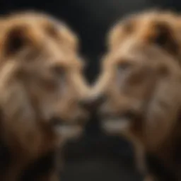 Two lions symbolizing Leo zodiac sign in a dynamic embrace