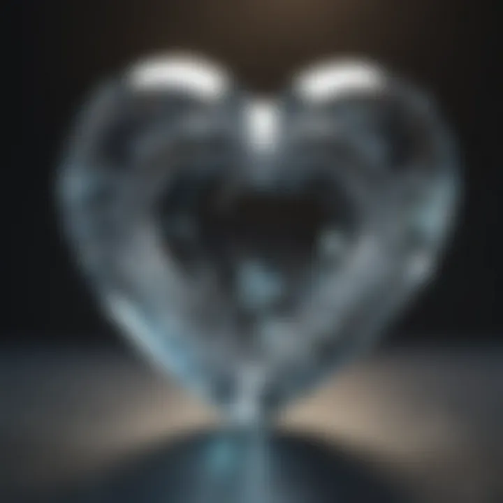 A heart-shaped crystal reflecting light