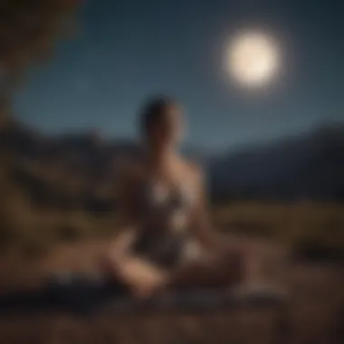 Person meditating under the Moon's glow