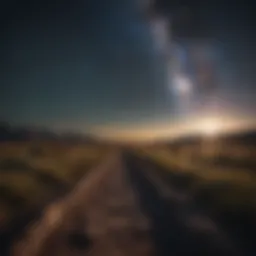 Celestial bodies aligning in the night sky