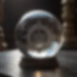 A serene crystal ball surrounded by mystical symbols