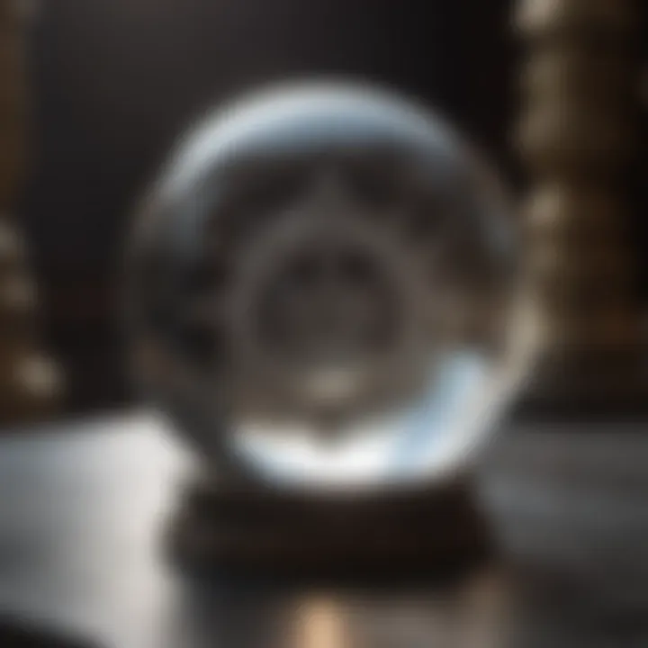 A serene crystal ball surrounded by mystical symbols