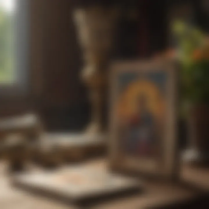 An open tarot book next to a deck, symbolizing knowledge and guidance