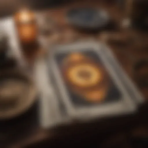 A tarot card spread laid out on a mystical table