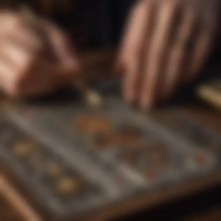 A close-up shot of a hand drawing a tarot card from a mystical deck, symbolizing choice and fate.