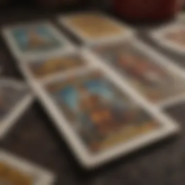 Close-up of tarot cards being shuffled