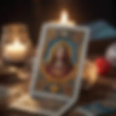 A close-up of tarot cards representing different emotions