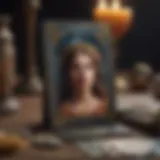 A detailed tarot card spread with rich symbolism