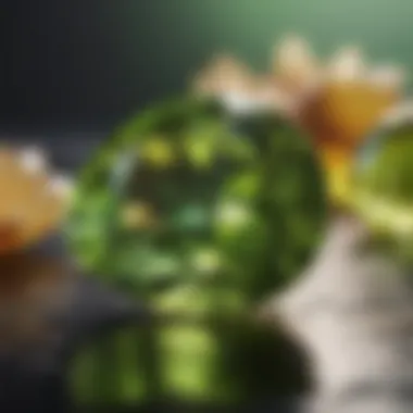 Radiance of Peridot A close-up view of a stunning peridot gemstone showcasing its vibrant green hues.