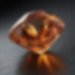 A close-up of the November birthstone highlighting its unique facets and colors.