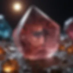A vibrant assortment of crystals aligned with astrological symbols