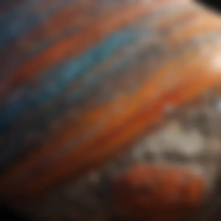 Close-up view of a vibrant Akik stone showcasing its unique patterns and colors