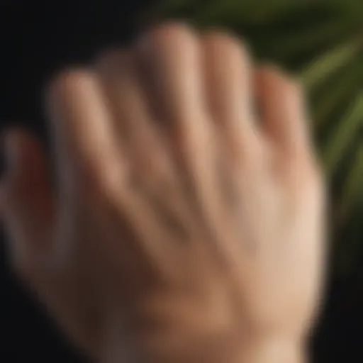 Close-up view of a palm displaying the life line with detailed markings.