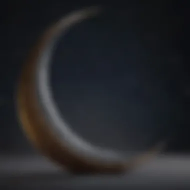 A close-up of a crescent moon framed against a starry background