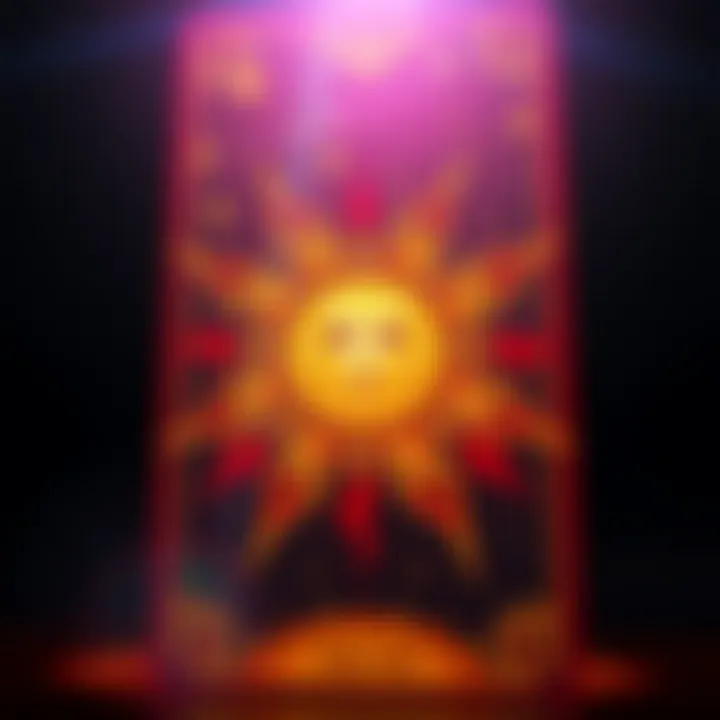 An illustration of the Sun tarot card with vibrant colors