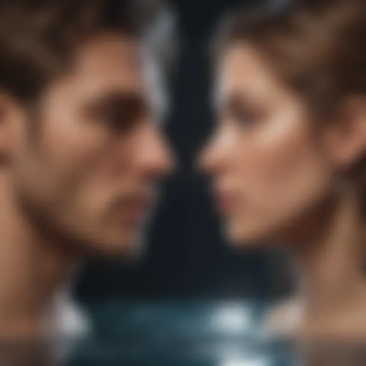 Illustration of individuals reflecting on their zodiac traits and relationships