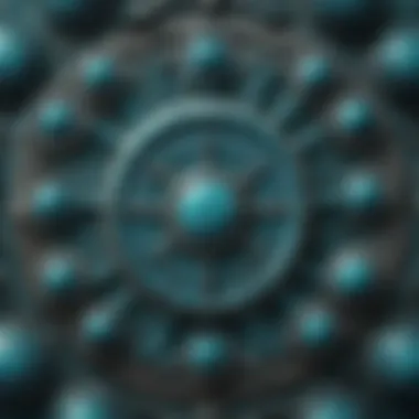 Cultural Symbols in Turquoise Blue Cultural symbols represented through various shades of turquoise blue.