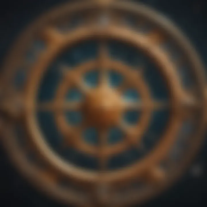 Close-up of zodiac sign symbols with starry background