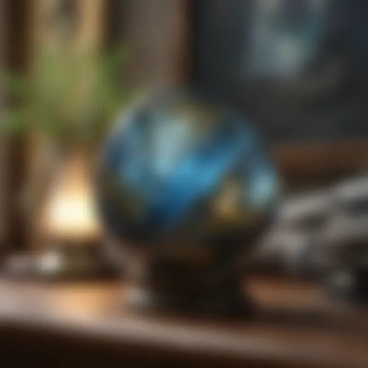 A tranquil setting featuring labradorite as a decorative element in holistic spaces.
