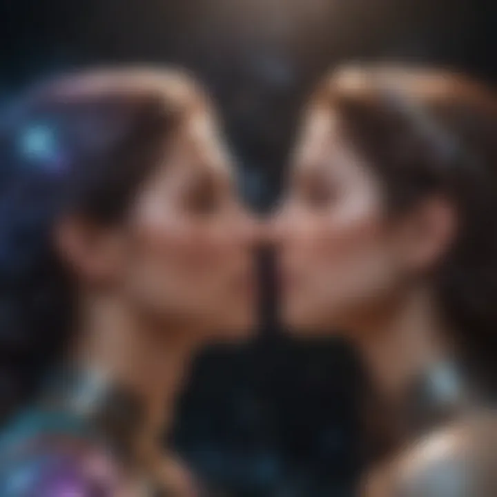 A cosmic background illustrating relationship dynamics