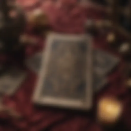 A mystical tarot card spread on a velvet cloth
