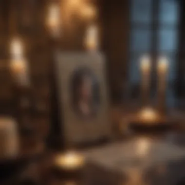 A serene setting for tarot reading, including candles and crystals