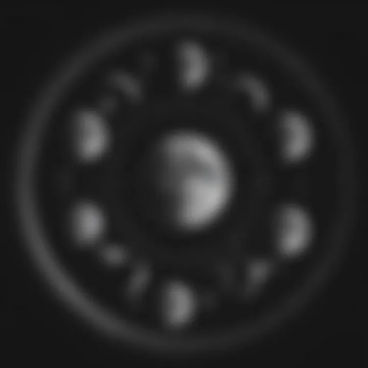 An artistic representation of the lunar cycle showcasing different phases of the moon.