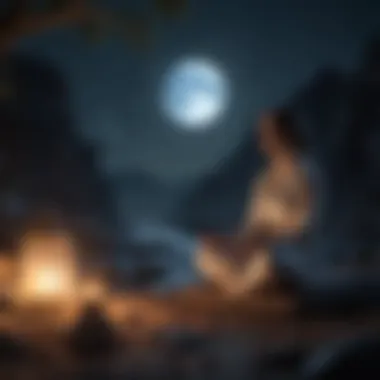 Meditation Under Moonlight Person meditating under the moonlight to connect with lunar energy