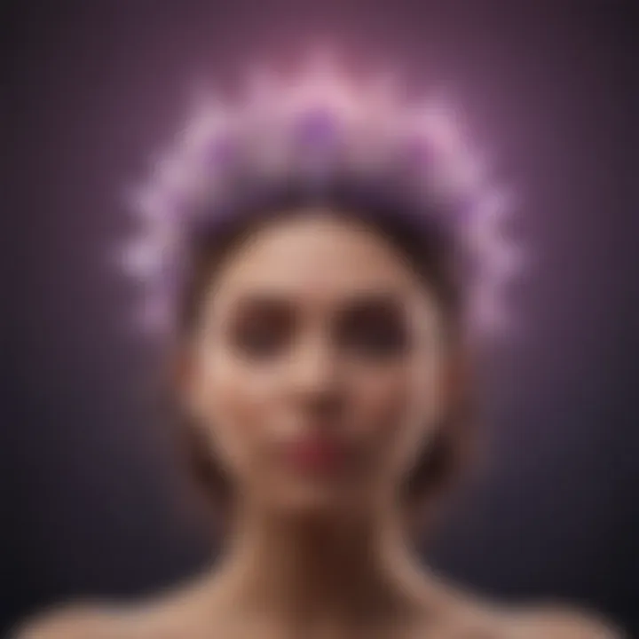 The ethereal representation of the Crown Chakra illuminating the top of the head