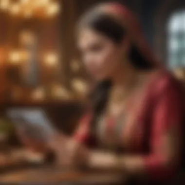 A person engaging with a Kundli matchmaking app on a tablet.