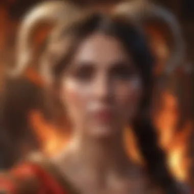 Symbolic representation of Aries with fiery background