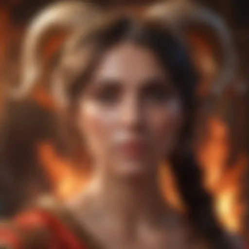 Symbolic representation of Aries with fiery background